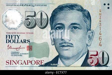 Singapur 50 fünfzig-Dollar-Banknote Stockfoto