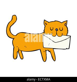 Retro Comic Buch Style Cartoon-Katze mit Brief Stock Vektor
