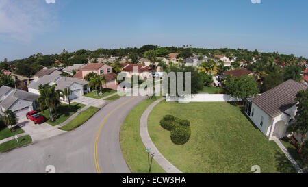 Vorstadtnachbarschaft Luftaufnahme Stockfoto