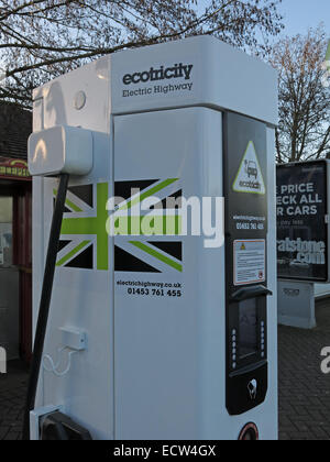 Ecotricity Elektroauto Ladestation Warwick Dienstleistungen M40, Warwickshire, England UK Stockfoto