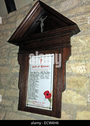 Holy Trinity Church Woodgreen Witney Plaque of Remembrance, West Oxfordshire, England, Großbritannien Stockfoto