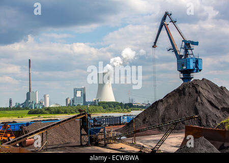 Kohle, laden im Hafen Orsoy am Rhein, gegenüber von Duisburg-Walsum, Stockfoto
