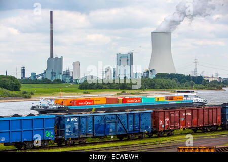 Kohle, laden im Hafen Orsoy am Rhein, gegenüber von Duisburg-Walsum, Stockfoto