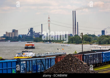 Kohle, laden im Hafen Orsoy am Rhein, gegenüber von Duisburg-Walsum, Stockfoto