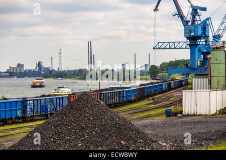 Kohle, laden im Hafen Orsoy am Rhein, gegenüber von Duisburg-Walsum, Stockfoto