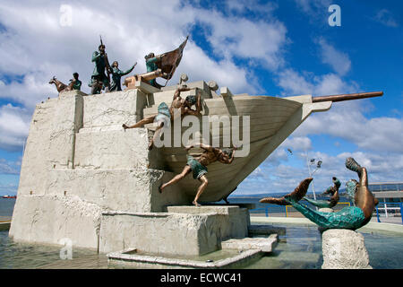 Denkmal-Hommage an die Schoner Ancud (Goleta Ancud).2014 Magellan Meerenge Punta Arenas. Chile Stockfoto