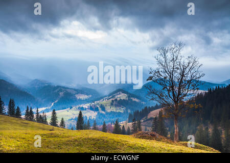 Gewitterwolken über die Berge. Raine Natur Stockfoto