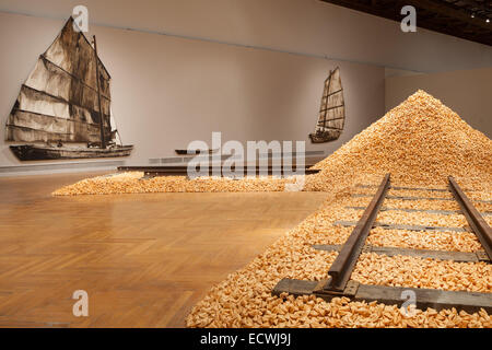 Chinesische Amerikanerin Hung Liu. Angebote-Ausstellung im Kunstmuseum Mills College. Stockfoto
