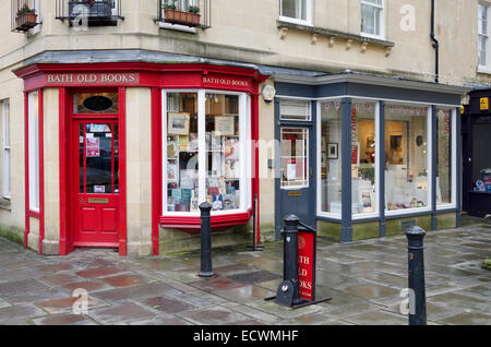 Außenansicht von Bath Old Books Buchhandlung in Margarets Buildings, Bath, Somerset, England, Großbritannien Stockfoto