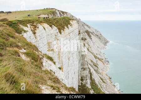 Beachy Head und die Kreidefelsen der Seven Sisters in der Nähe von Eastbourne, South Downs Way, South Downs National Park, East Sussex England Großbritannien Stockfoto