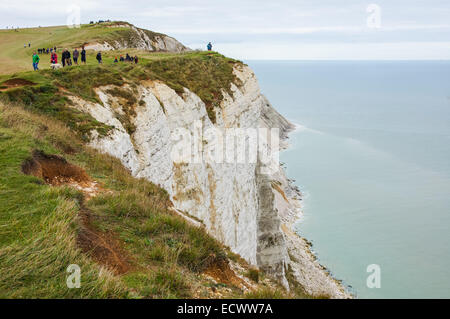 Beachy Head und die Kreidefelsen der Seven Sisters in der Nähe von Eastbourne, South Downs Way, South Downs National Park, East Sussex England Großbritannien Stockfoto