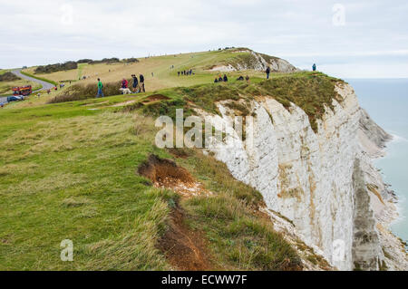 Beachy Head und die Kreidefelsen der Seven Sisters in der Nähe von Eastbourne, South Downs Way, South Downs National Park, East Sussex England Großbritannien Stockfoto