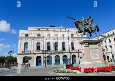 BURGOS, Spanien - 13. August 2014: Berühmte Reiterstatue von El Cid in Burgos, Kastilien, Spanien. Stockfoto