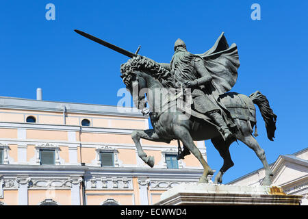 Berühmte Reiterstatue von El Cid in Burgos, Kastilien, Spanien. Stockfoto