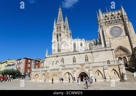 BURGOS, Spanien - 13. August 2014: die berühmte gotische Kathedrale in Burgos, Kastilien, Spanien. Stockfoto