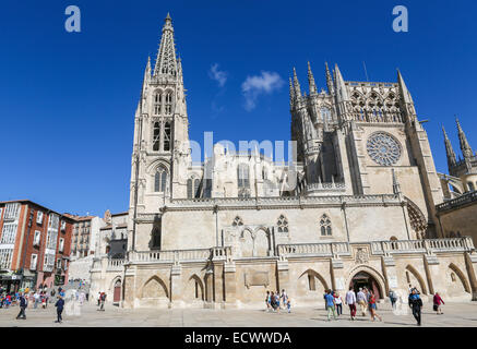 BURGOS, Spanien - 13. August 2014: die berühmte gotische Kathedrale in Burgos, Kastilien, Spanien. Stockfoto