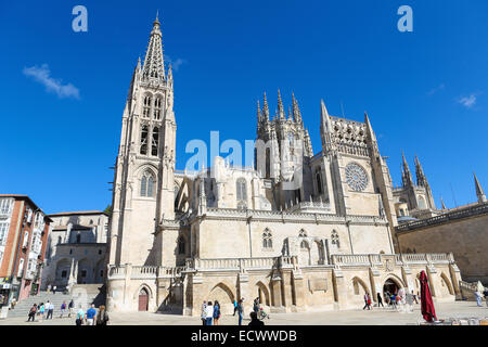 BURGOS, Spanien - 13. August 2014: die berühmte gotische Kathedrale in Burgos, Kastilien, Spanien. Stockfoto