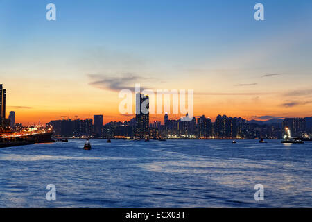 Hongkong Kowloon City Sonnenuntergang Stockfoto