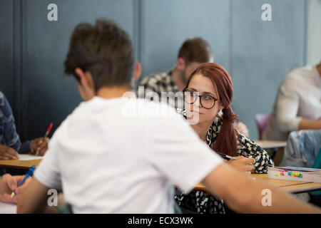 Studenten, die Notizen während seminar Stockfoto