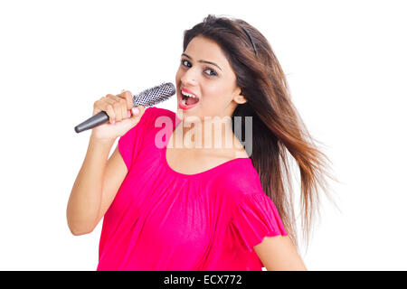 1 indische Beautiful Lady Gesang Musik Stockfoto