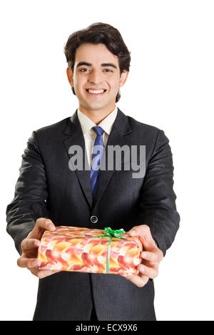 1 indische Geschäftsmann Geschenk vorhanden Stockfoto