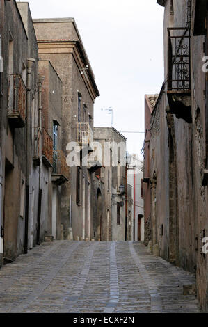 Gepflasterten Straßen von Erice Sizilien Italien Stockfoto