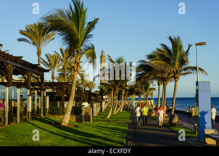 Gran Canaria - Maspalomas, Paseo Maritim, Promenade und Strand. Stockfoto