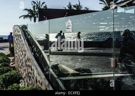 Gran Canaria - Maspalomas, Paseo Maritim, Promenade und Strand. Stockfoto