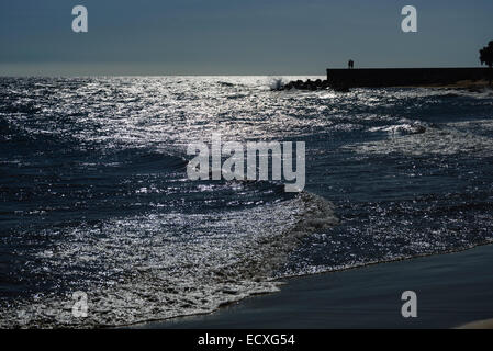 Gran Canaria - Maspalomas, Paseo Maritim, Promenade und Strand. Stockfoto