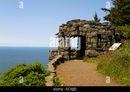 Cape Perpetua unterstand, wurde ein Aussichtspunkt verwendet im zweiten Weltkrieg und jetzt auf dem National Register of Historic Places Stockfoto