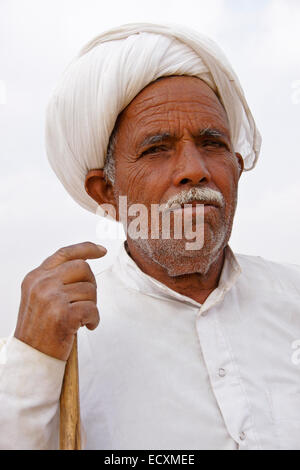 Älterer Mann aus Rajasthan, Indien Stockfoto