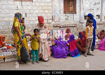 Shopping-District in Nagaur, Rajasthan, Indien Stockfoto