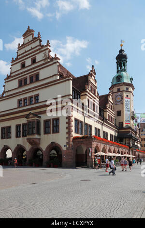 Altes Rathaus am Marktplatz Leipzig, Deutschland; Rathaus Auf Dem Marktplatz in Leipzig Stockfoto