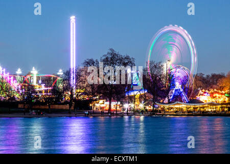 Winter-Wunderland bei Nacht Hyde Park London UK Stockfoto