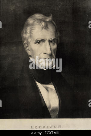 Präsident William Henry Harrison, Kopf und Schultern Porträt mit Blick leicht nach rechts, um 1840 Stockfoto