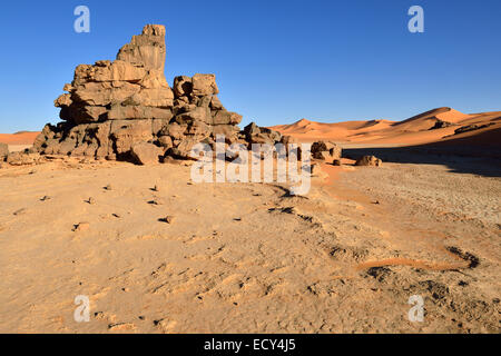 Sanddünen von bei Tehak, Tassili n ' Ajjer National Park, UNESCO-Weltkulturerbe, Tadrart Region Wüste Sahara, Algerien Stockfoto