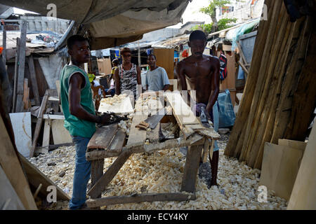 Camp für Erdbeben-Flüchtlinge Camp Icare, 5 Jahre nach der 2010 Erdbeben, Fort National, Port-au-Prince, Haiti Stockfoto