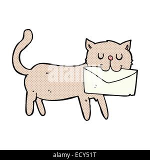 Retro Comic Buch Style Cartoon-Katze mit Brief Stock Vektor