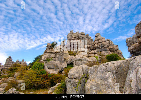 Erosion, die Arbeit an Jura Kalksteine, Torcal de Antequera, Provinz Málaga, Andalusien, Spanien, Europa Stockfoto