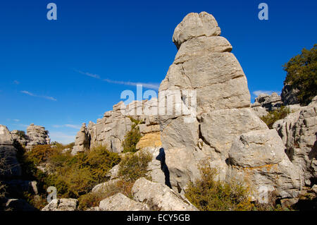 Erosion, die Arbeit an Jura Kalksteine, Torcal de Antequera, Provinz Málaga, Andalusien, Spanien, Europa Stockfoto