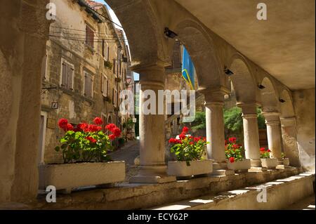 Arcade, Grožnjan, Istrien, Kroatien Stockfoto