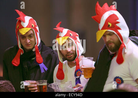 London, UK. 19. Dezember 2014. Kostümierte Zuschauer genießen Sie die Atmosphäre am zweiten Tag während der William Hill PDC Dart Weltmeisterschaft im Alexandra Palace in London, England, 19. Dezember 2014. Foto: Mykel M Nicolaou/Dpa/Alamy Live News Stockfoto