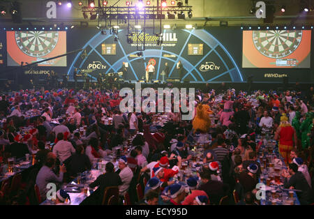 London, UK. 19. Dezember 2014. Gesamtansicht während der William Hill PDC Dart Weltmeisterschaft im Alexandra Palace in London, England, 19. Dezember 2014. Foto: Mykel M Nicolaou/Dpa/Alamy Live News Stockfoto