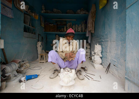 Künstler in Jaipurs Bildhauer Bezirk, Indien Stockfoto