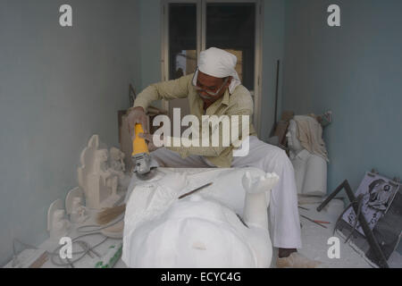 Künstler in Jaipurs Bildhauer Bezirk, Indien Stockfoto