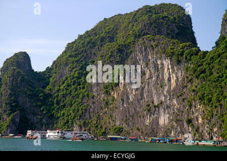 Ausflugsboote in Ha Long Bucht, Vietnam. Stockfoto