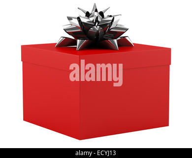 roten Geschenkbox mit Schleife isoliert auf weißem Hintergrund Stockfoto