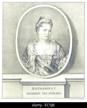 Diese Illustration von Arend aus dem Jahr 1915 zeigt Katharina I. von Russland, auch bekannt als Jekaterina Alexejewna, die Kaiserin von Russland, und zeigt ihre Rolle in der russischen Geschichte und in der Monarchie im frühen 18. Jahrhundert. Stockfoto