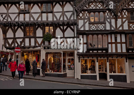 Alten Tudor Eiche strahlte Gebäude, Ludlow, Shropshire UK Stockfoto