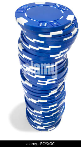 blauen Stapel Pokerchips Stockfoto